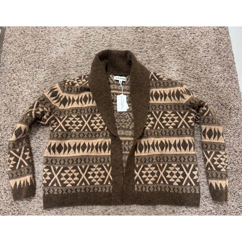 Lucky Brand‎ Southwestern Aztec Shawl Collar Cardigan Sweater Medium NWT